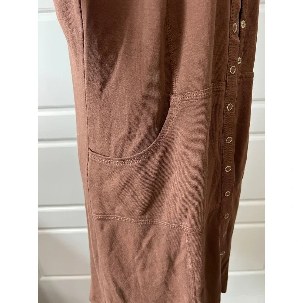 Barbara Lesser Snap Front Duster Cardigan Pockets Knit Brown‎ Small